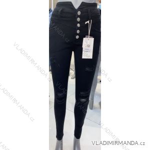 Kalhoty rifle jeans s vysokým pasem dlouhé trhané dámské (XS-XL) M.SARA MRS213721