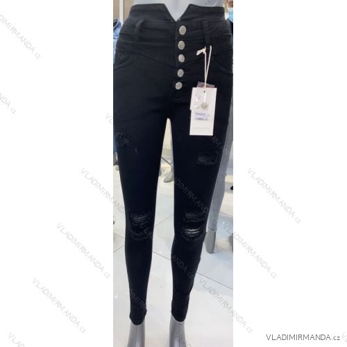 Kalhoty rifle jeans s vysokým pasem dlouhé trhané dámské (XS-XL) M.SARA MRS213721