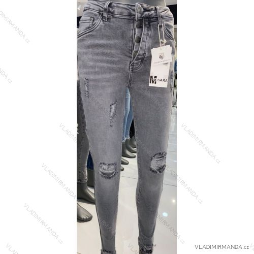 Kalhoty rifle jeans s vysokým pasem dlouhé trhané dámské (XS-XL) M.SARA MRS213724