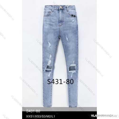 Kalhoty rifle jeans s vysokým pasem dlouhé trhané dámské (XXS-L) LAURIA LAU21S431-80