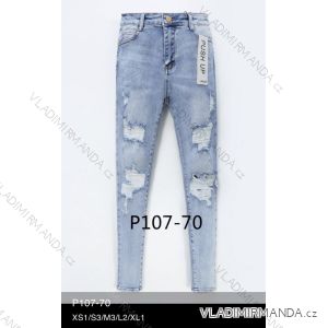 Kalhoty rifle jeans push up s vysokým pasem dlouhé trhané dámské (XS-XL) LAURIA LAU21P107-70