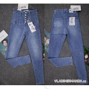 Kalhoty rifle jeans s vysokým pasem dlouhé  dámské (XS-XL) M.SARA MRS21S5707G