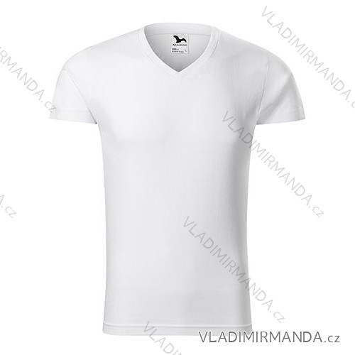 Slim Fit V-neck tričko pánské bílá M ADR-1460014