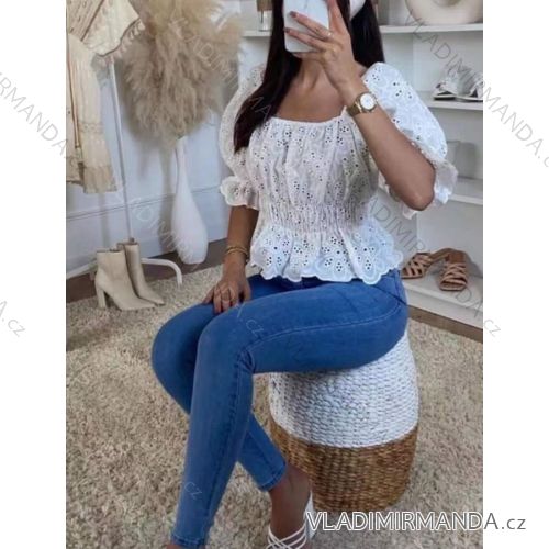 Shirt blouse short 3/4 sleeve lace ladies (UNI SL) ITALIAN FASHION IM13014