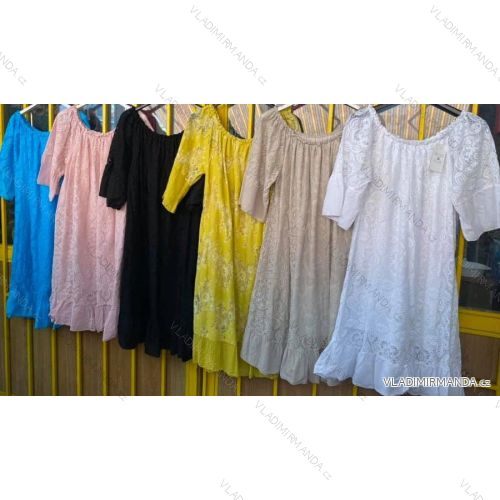 Summer dress with bare shoulders short sleeve lace women (uni m / l) ITALIAN MODE IMD20304