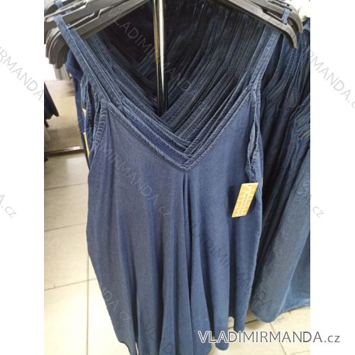 Šaty na ramínka riflové krátké letní dámské (S/M/L ONE SIZE) ITALSKÁ MÓDA IM721185