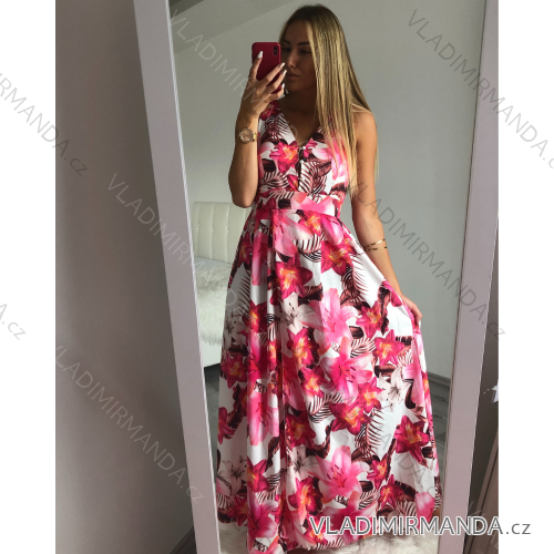 Women's long dress with wide straps women (S / M ONE SIZE) ITALIAN FASHION IMWK21187