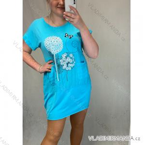 Šaty letní krátký rukáv dámské (2XL/3XL ONE SIZE) ITALSKÁ MÓDA IMN21009/DR