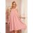 350-2 ALIZEE - chiffon dress with a binding - powder pink