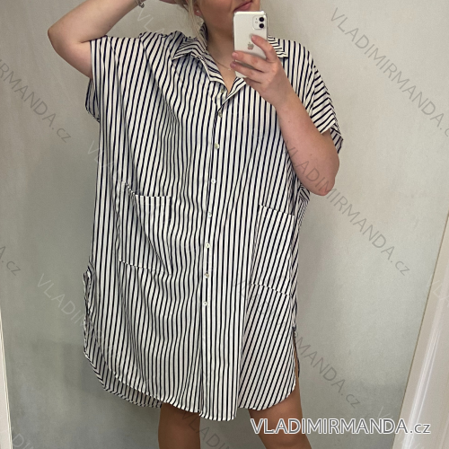 Šaty letní krátký rukáv dámské nadrozměrné (XL/6XL ONE SIZE) ITALSKÁ MÓDA IMM21RIMINI