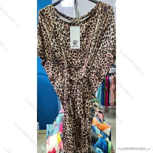 Šaty letní motýlkové icecool krátký rukáv dámské leopard (S/M ONE SIZE) ITALSKÁ MÓDA IMM211282