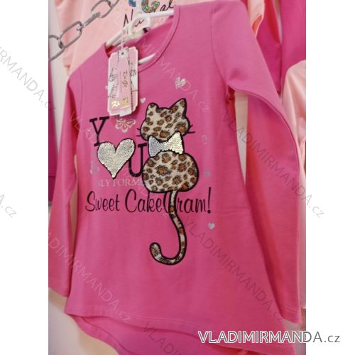 T-shirt long sleeve with sequins children's girl (98-128) KUGO K1937