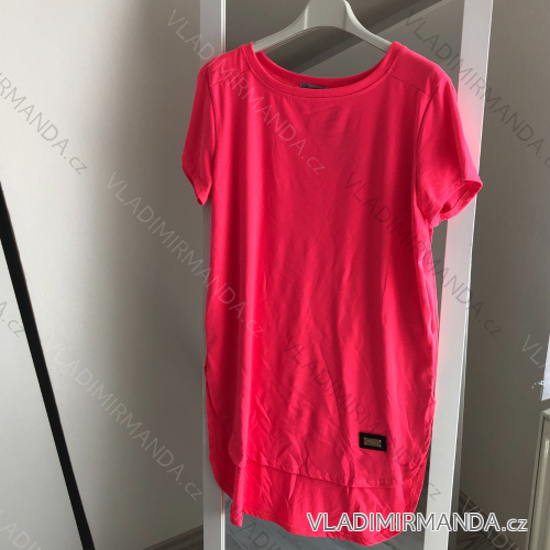 Šaty Tunika krátký rukáv dámské (s/m/l one size) ITALSKÁ MÓDA IM4211658/DR neon pink S / M / L