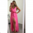 Long summer satin dress with straps women with belt (UNI S / M) ITALIAN FASHION IMM22INFINITE