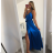 Long summer satin dress with straps women with belt (UNI S / M) ITALIAN FASHION IMM22INFINITE