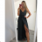 Long summer satin dress with straps women with belt (UNI S / M) ITALIAN FASHION IMM22INFINITE
