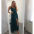 Long summer satin dress with straps women with belt (UNI S / M) ITALIAN FASHION IMM22INFINITE