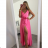 Long summer satin dress with straps women with belt (UNI S / M) ITALIAN FASHION IMM22INFINITE
