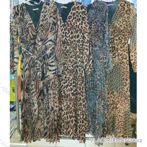 Šaty šifonové dlouhý rukáv leopard dámské (S/M ONE SIZE) ITALSKÁ MÓDA IMWA216050