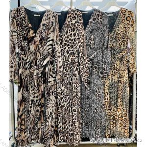 Šaty dlouhé elegantní leopard dlouhý rukáv dámské (S-M one size) ITALSKÁ MÓDA IMWA216109