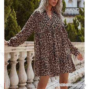 Šaty elegantní leopard dlouhý rukáv dámské (S-M one size) ITALSKÁ MÓDA IMWA216114