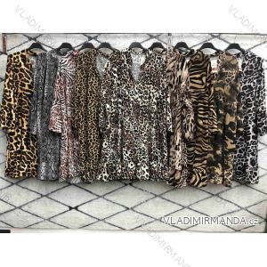 Šaty dlouhý rukáv leopard dámské (S/M ONE SIZE) ITALSKÁ MÓDA IMWD216131