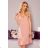 306-3 ROSITA Dress with bows on the shoulders and frill - powder pink