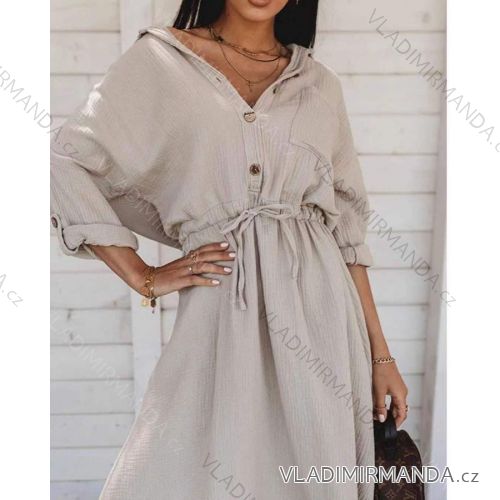 Summer Shirt Dress Long Sleeve Oversize Women's (S / M ONE SIZE) ITALIAN FASHION IMWM216078