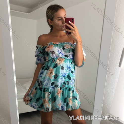 Šaty elegantní letní carmen přes ramena dámské (S/M ONE SIZE) ITALSKÁ MÓDA IMM21860