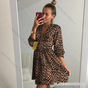 Šaty dlouhé elegantní leopard krátký rukáv dámské (S/M one size) ITALSKÁ MÓDA IMWA21FLORO