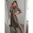 Elegant Leopard Long Sleeve Women's Dress (SM one size) ITALIAN FASHION IMWA214402 S / M Leopard