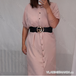 Šaty košilové maxi dlouhé oversize letní krátký rukáv dámské (S/M/L/XL/2XL/3XL ONE SIZE) ITALSKÁ MÓDA IMM21943