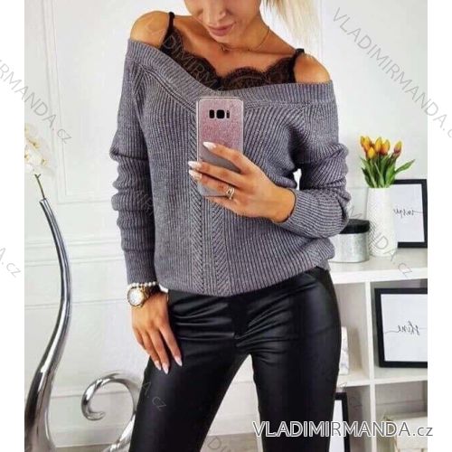 Women's thin long sleeve knitted sweater (L / XL ONE SIZE) ITALIAN FASHION IMD211018