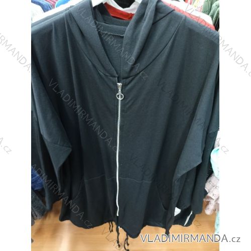 Mikina prodloužená na zip s kapucí dámská (XL/2XL ONE SIZE) ITALSKÁ MÓDA MA821110