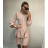 Women's elegant long sleeve shirt dress (S / M ONE SIZE) ITALIAN FASHION IMWK21013 S / M khaki