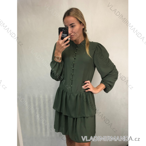 Women's elegant long sleeve shirt dress (S / M ONE SIZE) ITALIAN FASHION IMWK21013 S / M khaki