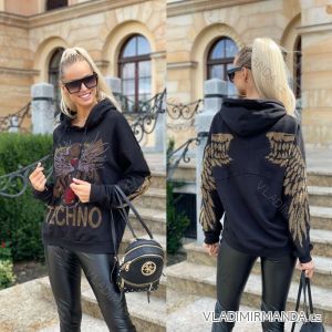 Mikina oversize dlouhý rukáv s kapucí dámská (S/M/L ONE SIZE) ITALSKÁ MÓDA IMWK21604