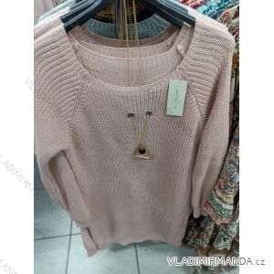 Svetr prodloužený/šaty pletené dlouhý rukáv dámský  (L/XL ONE SIZE) ITALSKá MODA IM721314