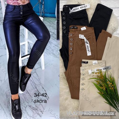 Kalhoty koženkové dlouhé dámské (34-42) JEANS JAW216807