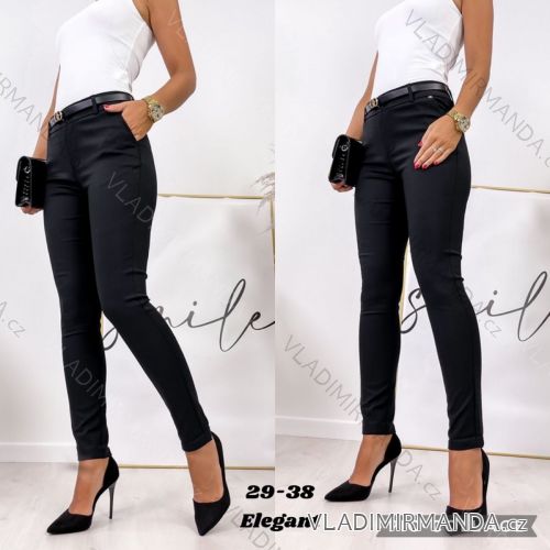 Kalhoty koženkové dlouhé dámské (29-38) JEANS JAW216809