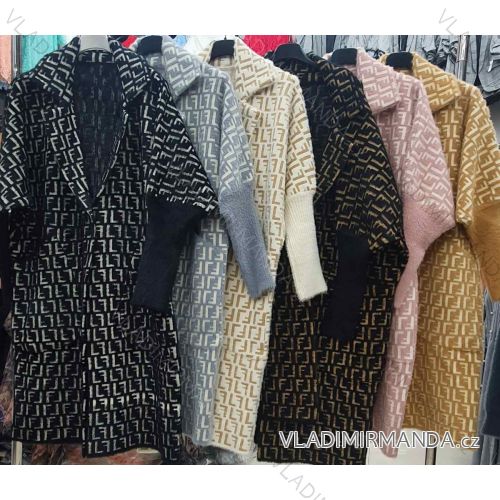 Cardigan dlouhý alpaka dlouhý rukáv dámský (S/M ONE SIZE) ITALSKÁ MÓDA IMWA216645