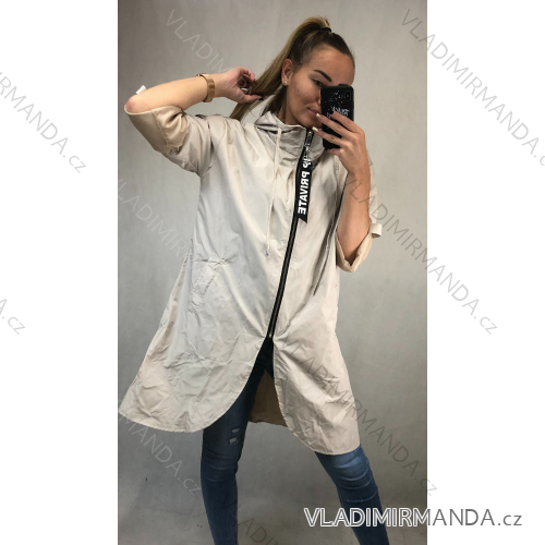 Bunda/Kabát dlouhý rukáv dámská (L/XL ONE SIZE) ITALSKÁ MODA IM4211311/DR Černá L/XL