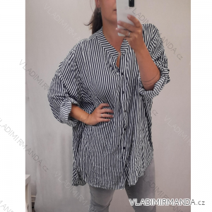 Košile prodloužená 3/4 dlouhý rukáv dámská proužek nadrozměr (5XL/6XL ONE SIZE) ITALSKÁ MODA  IM4212168