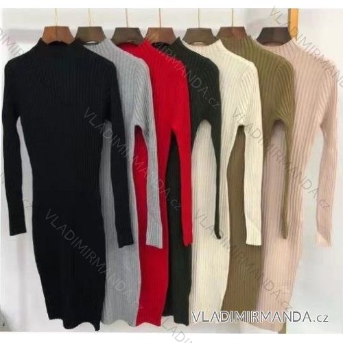 Women's Knitted Turtleneck Long Sleeve Dress (S / M ONE SIZE) ITALIAN FASHION IMWC216681