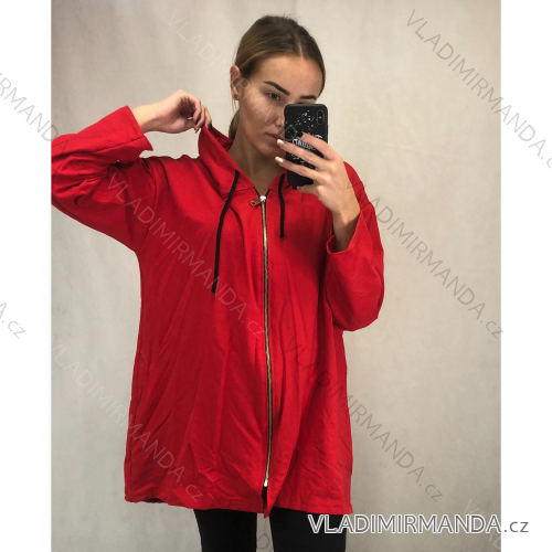 Mikina na zip s kapucí dlouhý rukáv dámská (2XL/3XL ONE SIZE) ITALSKá MóDA IM4211824