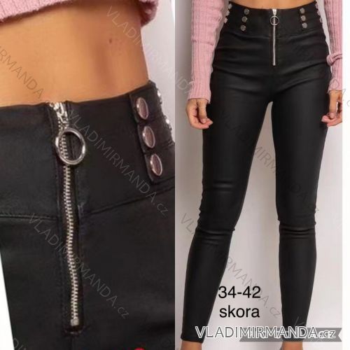 Kalhoty koženkové dlouhé dámské (34-42) JEANS JAW217433