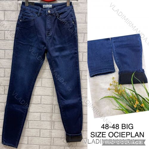 Rifle jeans dlouhé zateplené flaušem dámské nadrozměr (48-48) JEANS JAW217524