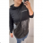 Women's oversize hooded long sleeve hooded leatherette (XL / 2XL ONE SIZE) ITALIAN FASHION IMW21047