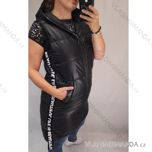 Vesta šusťáková s kapucí dámská (M/L ONE SIZE) ITALSKÁ MÓDA IMD21BIBI/DR M/L Černá