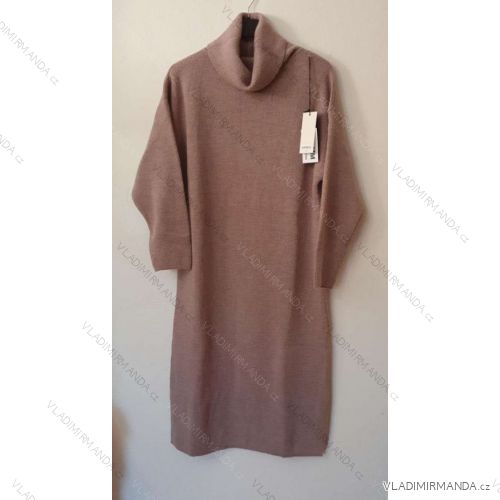 Šaty pletené s rolákem dlouhý rukáv dámský nadrozměr (XL/2XL ONE SIZE) ITALSKÁ MÓDA IM821027